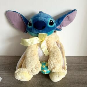 Disney Store Exclusive Approx 12" Yellow Easter Bunny Stitch & Egg EUC